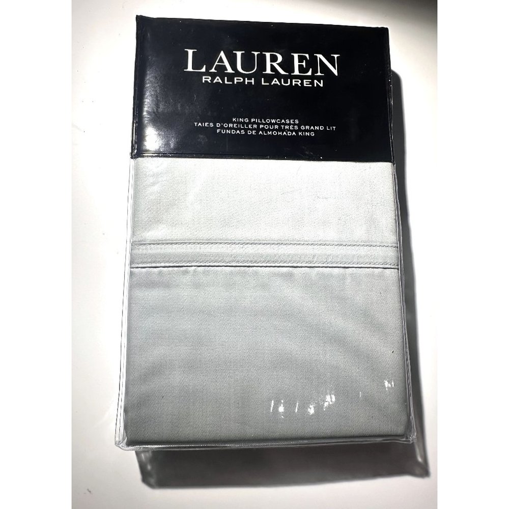 Lauren Ralph Lauren Spencer Solid Sateen KING Pillowcases 475 TC NEW